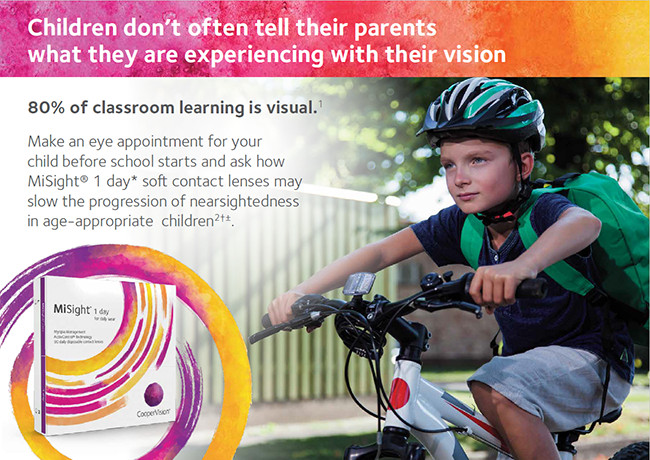 MiSight infographic, Contact us for an appointment for your child.